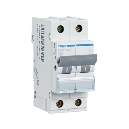 Hager Mun216a | Disjoncteur 2p 16a Courbe-C 6ka