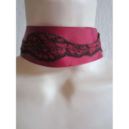 Collier Ras Cou Bordeaux Et Noir