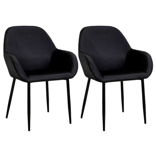 Alessia - Lot De 2 Fauteuils Velours Côtelé Noir