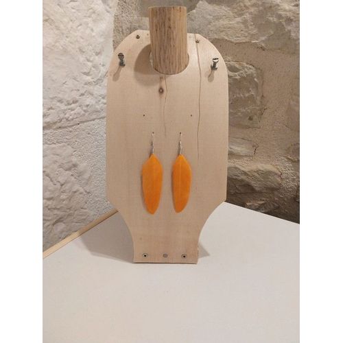 Boucles D'oreilles Femme Plumes Orange