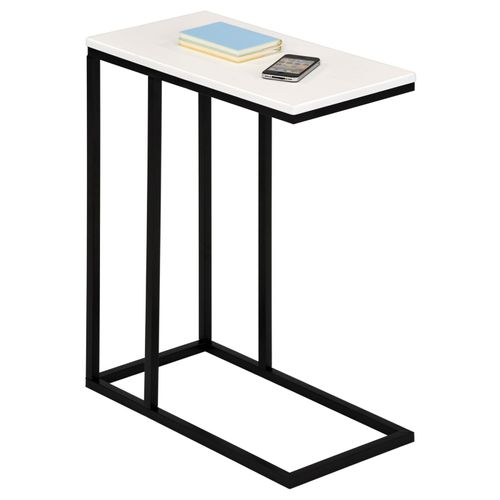 Bout De Canapé Debora Table D'appoint Table À Café Table Basse De Salon Cadre En Métal Noir Plateau Rectangulaire En Mdf Blanc Mat