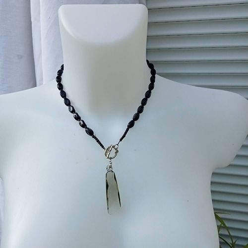 Collier Sexy En Onyx Et Cristal Fumé