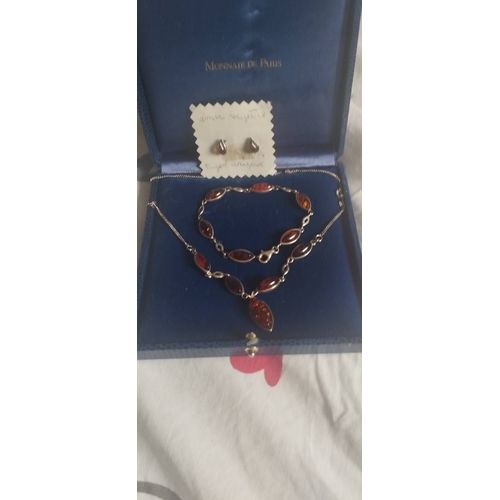 Parure Ambre Et Argent