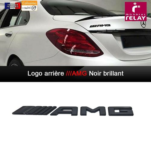 Embème Arrière Amg Mercedes Noir Brillant 190mm Class A C E Gle Glc A45 C63