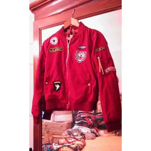 Veste Bordeaux Motifs Cousus Colorés 38 M King Of Fashion.