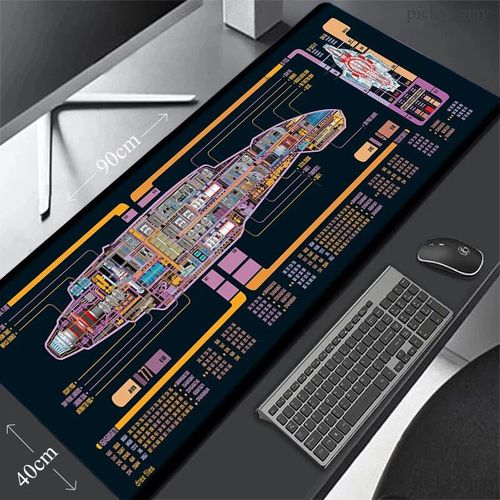 Tapis de souris de jeu Moudescriptif pour ordinateur,tapis de souris en caoutchouc antidrapant,grand clavier en polymres,grand vaisseau spatial,tapis de bureau - Type spacecraft (6)-350x900x2mm