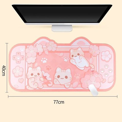 Tapis de souris de jeu extra large Kawaii,rose,violet,Sakura,lapin,média,polymères de bureau,eau verte,ordinateur portable,accessoires de bureau - Type pink2