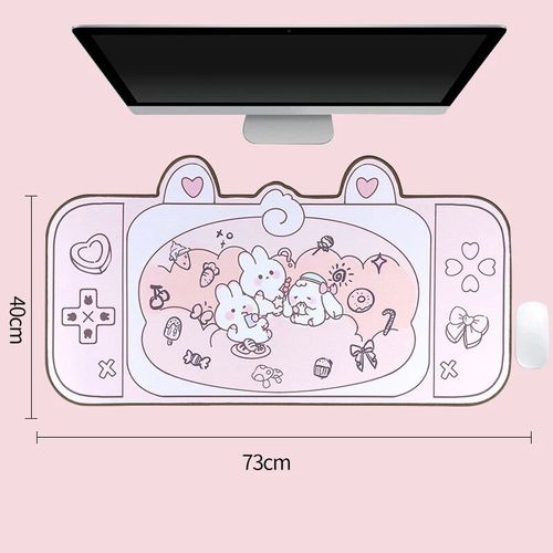 Tapis de souris de jeu extra large Kawaii,rose,violet,Sakura,lapin,média,polymères de bureau,eau verte,ordinateur portable,accessoires de bureau - Type pink3