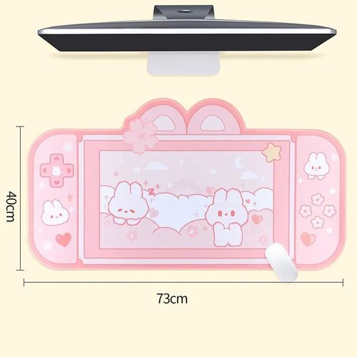 Tapis de souris de jeu extra large Kawaii,rose,violet,Sakura,lapin,média,polymères de bureau,eau verte,ordinateur portable,accessoires de bureau - Type pink1