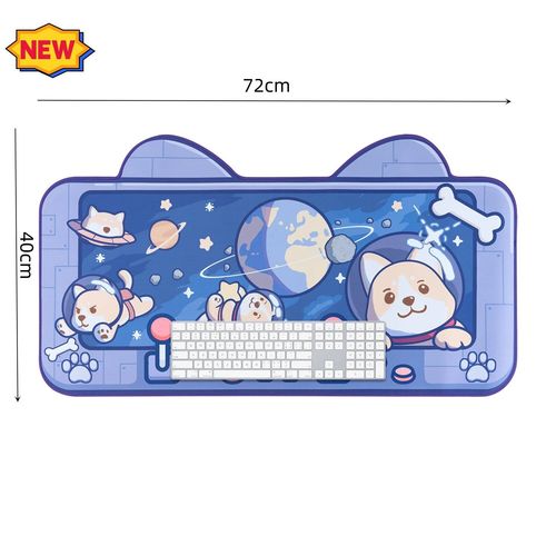 Tapis de souris de jeu extra large Kawaii,rose,violet,Sakura,lapin,média,polymères de bureau,eau verte,ordinateur portable,accessoires de bureau - Type blue