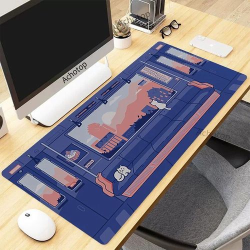 Tapis de souris de jeu Pixel Cat pour PC Gamer,grand tapis de bureau en caoutchouc Kawaii,sous-souris média,polymères d'ordinateur,tapis mignon,900x400mm - Type Cat (9)-300x700x2mm