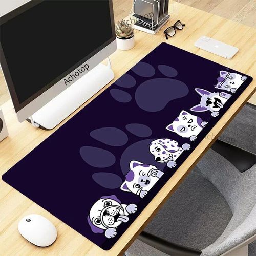 Tapis de souris de jeu Pixel Cat pour PC Gamer,grand tapis de bureau en caoutchouc Kawaii,sous-souris média,polymères d'ordinateur,tapis mignon,900x400mm - Type Cat LY808999 (1)-300x700x3mm