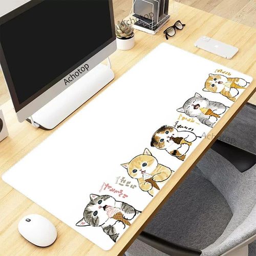Tapis de souris de jeu Pixel Cat pour PC Gamer,grand tapis de bureau en caoutchouc Kawaii,sous-souris média,polymères d'ordinateur,tapis mignon,900x400mm - Type EP165869 (7)-300x800x2mm