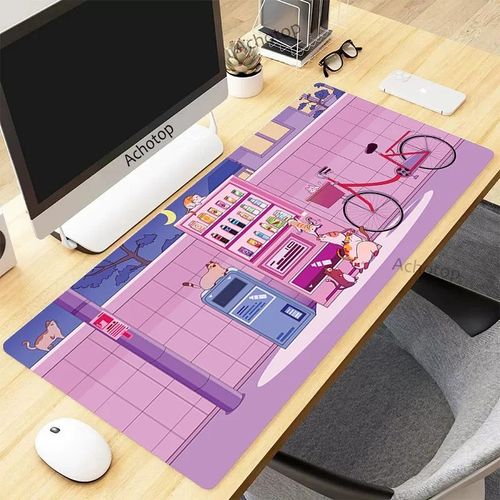 Tapis de souris de jeu Pixel Cat pour PC Gamer,grand tapis de bureau en caoutchouc Kawaii,sous-souris média,polymères d'ordinateur,tapis mignon,900x400mm - Type EP320978 cat-300x700x2mm
