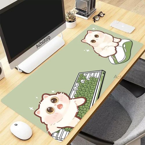 Tapis de souris de jeu Pixel Cat pour PC Gamer,grand tapis de bureau en caoutchouc Kawaii,sous-souris média,polymères d'ordinateur,tapis mignon,900x400mm - Type EP555555-300x800x3mm