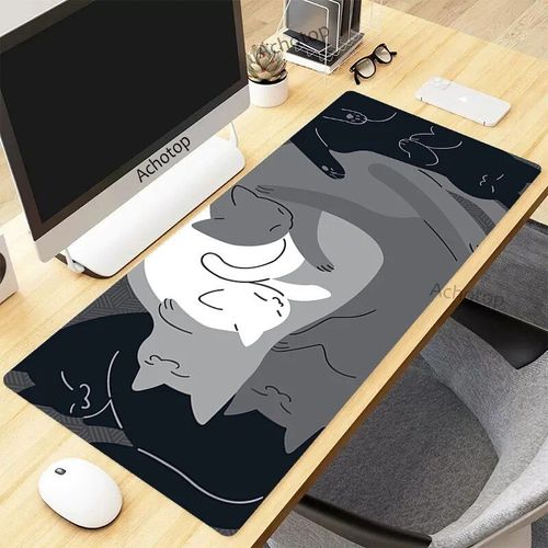 Tapis de souris de jeu Pixel Cat pour PC Gamer,grand tapis de bureau en caoutchouc Kawaii,sous-souris média,polymères d'ordinateur,tapis mignon,900x400mm - Type EP709823 Cat (4)-400x900x4mm