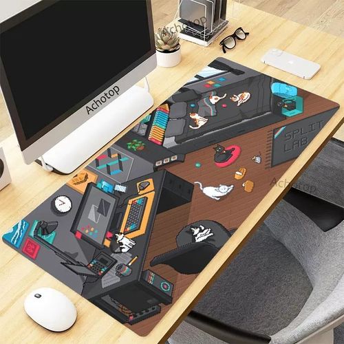 Tapis de souris de jeu Pixel Cat pour PC Gamer,grand tapis de bureau en caoutchouc Kawaii,sous-souris média,polymères d'ordinateur,tapis mignon,900x400mm - Type EP942387 Kawaii (7)-300x600x2mm
