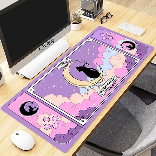 Tapis de souris de jeu Pixel Cat pour PC Gamer,grand tapis de bureau en caoutchouc Kawaii,sous-souris média,polymères d'ordinateur,tapis mignon,900x400mm - Type LY007131 (6)-300x800x3mm