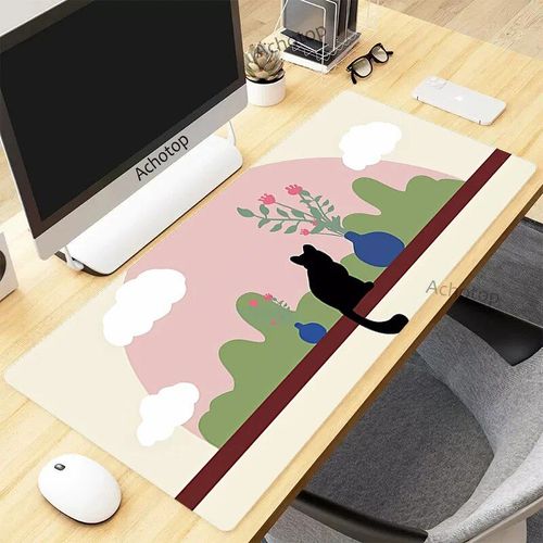 Tapis de souris de jeu Pixel Cat pour PC Gamer,grand tapis de bureau en caoutchouc Kawaii,sous-souris média,polymères d'ordinateur,tapis mignon,900x400mm - Type LY008756 (20)-400x900x4mm
