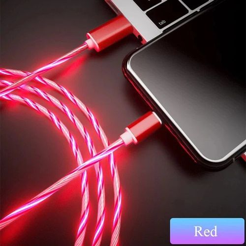 Câble Lumineux Led Usb Micro Et Type C Pour Recharge De Téléphone Portable,Cordon De Chargeur Compatible Avec Huawei Samsung Xiaomi - Type Red-1m For Micro
