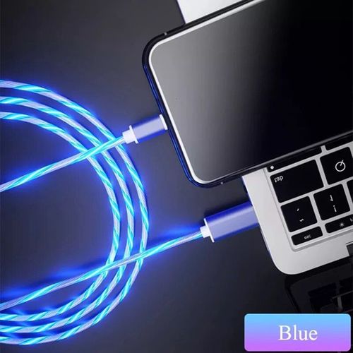 Câble Lumineux Led Usb Micro Et Type C Pour Recharge De Téléphone Portable,Cordon De Chargeur Compatible Avec Huawei Samsung Xiaomi - Type Blue-1m For Micro