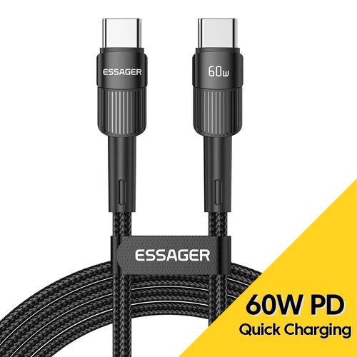 Essager 100W C À C Type C Câble USB C PD Charge Rapide Chargeur Fil Cordon Pour Macbook Samsung Xiaomi Type C USB C Câble - Type 60W Black-0 5m #B