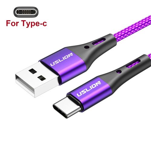 Uslion-Câble Usb De Type C Pour Téléphone Portable,Charge Rapide,Données,Micro,Xiaomi 13 12 Pro Samsung S23 Poco X5 Redmi Oppo,3a - Type Purple Type C-0.5m