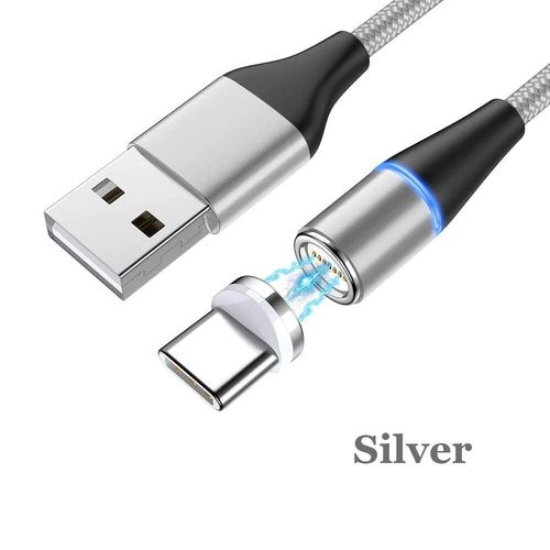 Chargeur Magnétique Rapide Pour Téléphone,Câble Micro Usb,Type C,Charge Rapide,Iphone 8,Poco Bery,Xiaomi,3a,3.0 - Type Argent-For Iphone