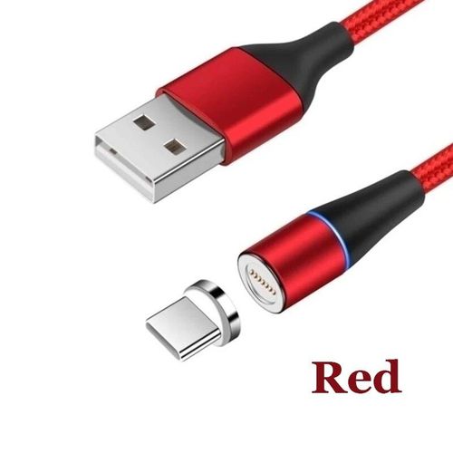 Chargeur Magnétique Rapide Pour Téléphone,Câble Micro Usb,Type C,Charge Rapide,Iphone 8,Poco Bery,Xiaomi,3a,3.0 - Type Rouge-For Type-C