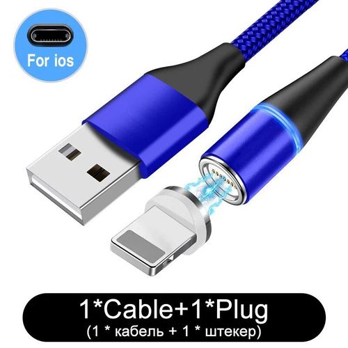 5a cble magntique Type C pour Huawei Honor 3a fil de charge rapide pour iPhone Xiaomi Samsung OPPO Microusb aimant USB C cble cordon - Type Blue For iPhone-2m