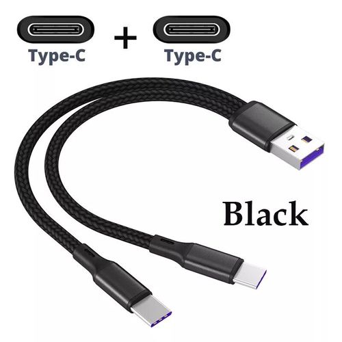 Câble Micro USB/Type-C 2 en 1 de 1.2m pour Recharge Rapide,Cordon de Chargeur pour Téléphone Portable Android - Type black 2type c-1.2m
