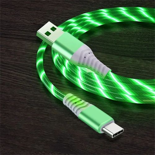 Flow Shoous-Câble Usb De Type C 3a,Charge Rapide,Cordon De Données Pour Samsung Xiaomi Oppo Huawei Iphone,Chargeur Micro Usb,Fil Led - Type Green-1m For Iphone