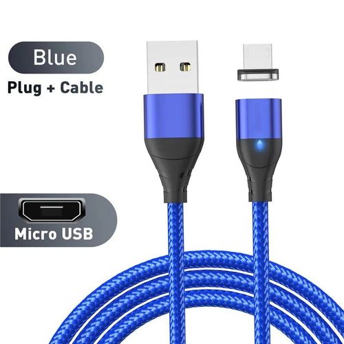 Câble Magnétique 3a Usb Micro Et Type C Pour Recharge Rapide Et Transfert De Données,Cordon De Chargeur Aimanté Pour Téléphone Iphone 14,Xiaomi Et Samsung - Type For Micro Blue-0.5 M