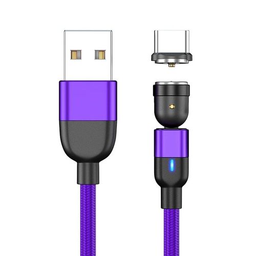 Câble Micro Usb/Type-C Magnétique Pour Recharge De Téléphone,Cordon De Chargeur Pour Samsung,Xiaomi,Résistant À 540 °,1/2/3m - Type Purple For Type C-1m