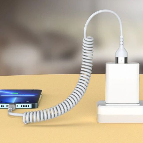 Câble Usb Micro Et Type C 3a De 66w 5a Pour Recharge Rapide,Cordon De Chargeur À Ressort Pour Voiture,Compatible Avec Samsung Xiaomi Redmi Honor - Type White For Iphone2.4a-1m