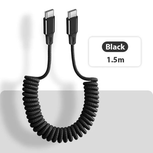 Kurioll-Câble Usb Type-C Pd 66w Pour Recharge Rapide,Cordon De Chargeur Usb-C 5a À Ressort Pour Téléphone Samsung S22 Et Xiaomi - Type Black