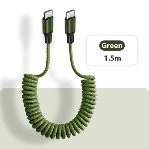 Kurioll-Câble Usb Type-C Pd 66w Pour Recharge Rapide,Cordon De Chargeur Usb-C 5a À Ressort Pour Téléphone Samsung S22 Et Xiaomi - Type Green