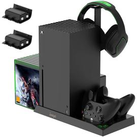Support vertical pour Xbox Séries X avec double manette, station de charge  et ventilateur, console de console ou support de casque de jeu, accessoires  compatibles avec la console