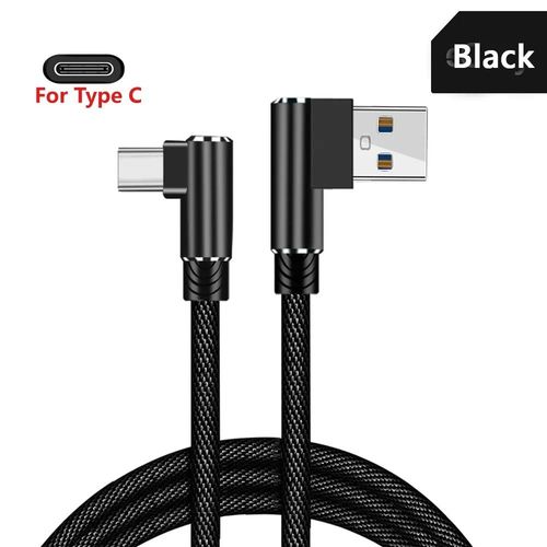 Olaf Usb Type C 2.4a Chargeur Rapide Usb Rette 90 Résistant Câble Usb Type C Pour Samsung Sony Xiaomi Galaxy A70s Téléphone Usb-C Fil De Données - Type Black Type C-1m