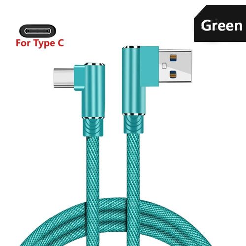 Olaf Usb Type C 2.4a Chargeur Rapide Usb Rette 90 Résistant Câble Usb Type C Pour Samsung Sony Xiaomi Galaxy A70s Téléphone Usb-C Fil De Données - Type Green Type C-2m