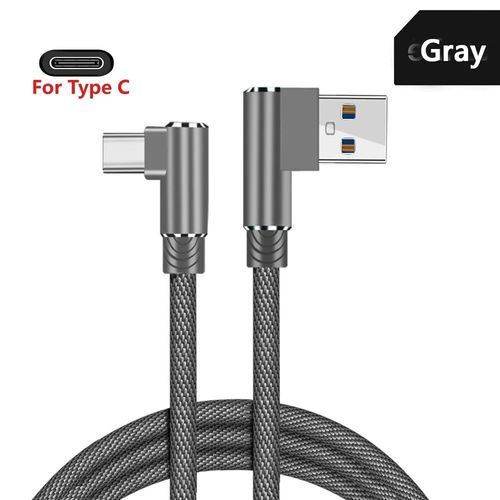 Olaf Usb Type C 2.4a Chargeur Rapide Usb Rette 90 Résistant Câble Usb Type C Pour Samsung Sony Xiaomi Galaxy A70s Téléphone Usb-C Fil De Données - Type Gray Type C-1m