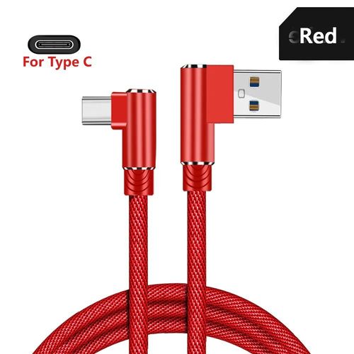 Olaf Usb Type C 2.4a Chargeur Rapide Usb Rette 90 Résistant Câble Usb Type C Pour Samsung Sony Xiaomi Galaxy A70s Téléphone Usb-C Fil De Données - Type Red Type C-2m