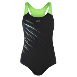 Filles slazenger noir gris swim boyleg swimwear maillot de bain natation costume