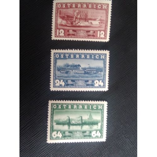 Timbre Autriche Y T 496 A 498 Séries : Centenaire Du Transport À Vapeur Du Danube En Autriche 1937 ( 070708 )