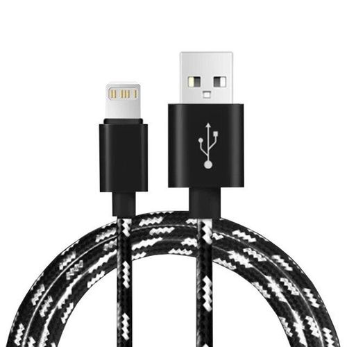 Câble USB Long de 3m pour recharge rapide et transfert de données,cordon de chargeur pour iPhone 11/12/13/14/Pro/Max/X/XR/5/SE/6/7/8/Plus et Apple iPad - Type Black-1m