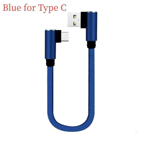 Chargeur Rapid Iphone¿Iphone Accessories¿Cable For Iphone¿Câble De Charge Rapide Court À Double Coude,Câble De Données Usb C,Micro Usb,Résistant À 90,Tous Les Matins - Type Blue For Type C-0.25 M