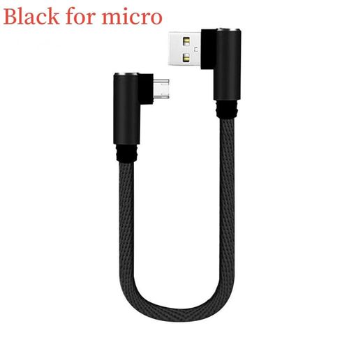 Chargeur Rapid Iphone¿Iphone Accessories¿Cable For Iphone¿Câble De Charge Rapide Court À Double Coude,Câble De Données Usb C,Micro Usb,Résistant À 90,Tous Les Matins - Type Black For Micro-0.25 M