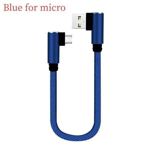 Chargeur Rapid Iphone¿Iphone Accessories¿Cable For Iphone¿Câble De Charge Rapide Court À Double Coude,Câble De Données Usb C,Micro Usb,Résistant À 90,Tous Les Matins - Type Blue For Micro-1m
