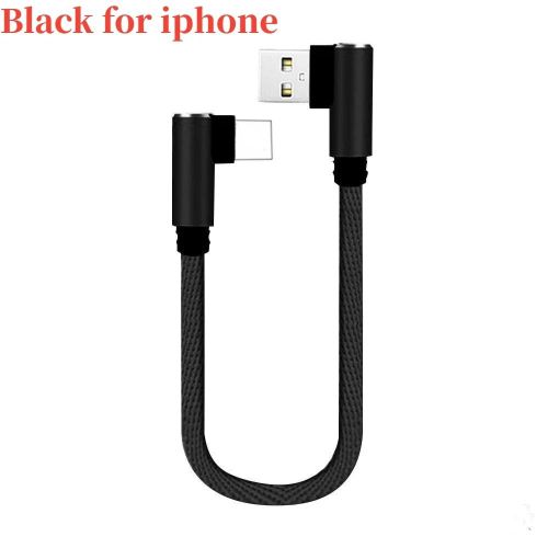Chargeur Rapid Iphone¿Iphone Accessories¿Cable For Iphone¿Câble De Charge Rapide Court À Double Coude,Câble De Données Usb C,Micro Usb,Résistant À 90,Tous Les Matins - Type Black For Iphone-0.25 M