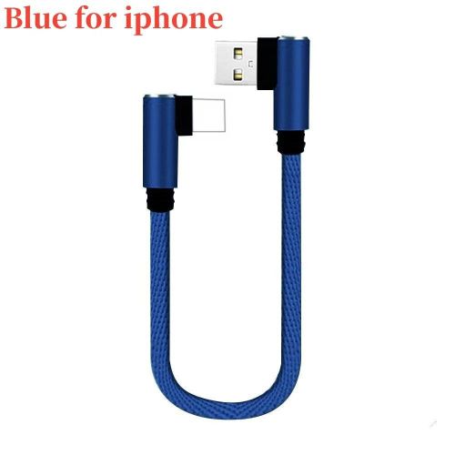 Chargeur Rapid Iphone¿Iphone Accessories¿Cable For Iphone¿Câble De Charge Rapide Court À Double Coude,Câble De Données Usb C,Micro Usb,Résistant À 90,Tous Les Matins - Type Blue For Iphone-1m